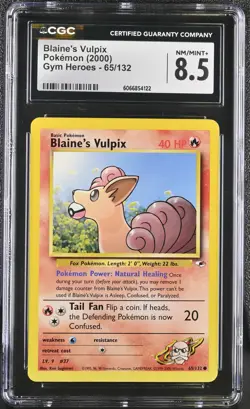 CGC 8.5 Blaine's Vulpix 2000 Gym Heroes 65/132 Pokemon Card - Image 1