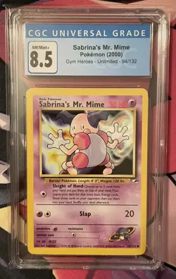 Sabrinas Mr Mime 94/132 Gym Heroes CGC Mint 8.5 Pokemon TCG WOTC Graded - Image 1