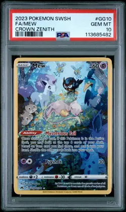 2023 POKEMON SWORD & SHIELD CROWN ZENITH #GG10 FULL ART/MEW PSA 10 - Image 1