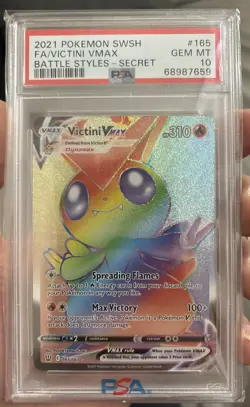 2021 Pokemon Battle Styles #165 Full Art Victini VMAX Secret PSA 10 - Image 1