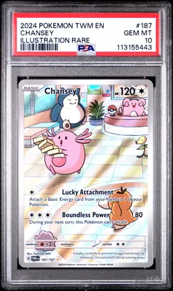 2024 Pokemon TWM EN-Twilight Masquerade Chansey #187 Illustration Rare PSA 10 - Image 1