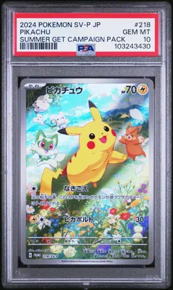 2024 POKEMON JAPANESE SV-P PROMO SUMMER OF POKECA IS HERE! #218 PIKACHU PSA 10 - Image 1