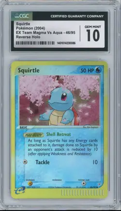CGC 10 Squirtle 2004 EX Team Magma Vs Aqua 46/95 Reverse Holo Pokemon Card - Image 1