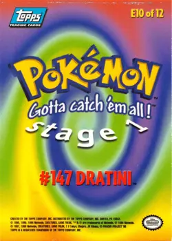 Dratini E10 of 12 - BLUE LOGO - NON-HOLO - SERIES 1 - TOPPS Pokemon Card - LP - Image 2