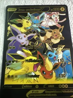Eevee V Pokemon Black🕺 Foil Fan Art Card - NM - Image 1