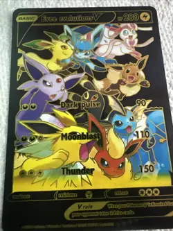 Eevee V Pokemon Black🕺 Foil Fan Art Card - NM - Image 2