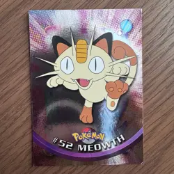 Meowth #52 - BLUE LOGO - SILVER HOLO - Series 1 - TOPPS Pokemon Card - NM/LP - Image 2