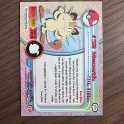 Meowth #52 - BLUE LOGO - SILVER HOLO - Series 1 - TOPPS Pokemon Card - NM/LP - Image 3