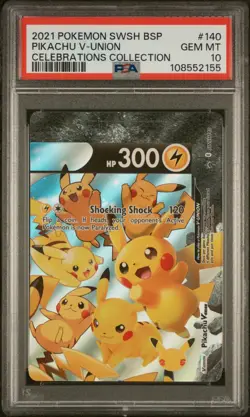 2021 POKEMON SWSH BLACK STAR PROMO CELEBRATIONS COLL #140 PIKACHU V-UNION PSA 10 - Image 1