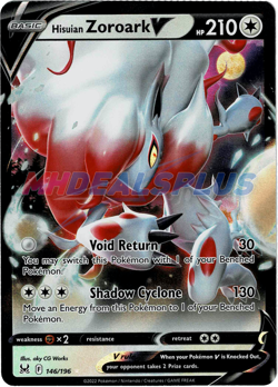 NM Pokemon Lost Origin Hisuian Zoroark V Ultra Rare #146/196 - Image 1