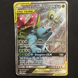 Celebi & Venusaur GX SM167 Sun & Moon Tag Team Black Star Promo Pokemon dmg - Image 1