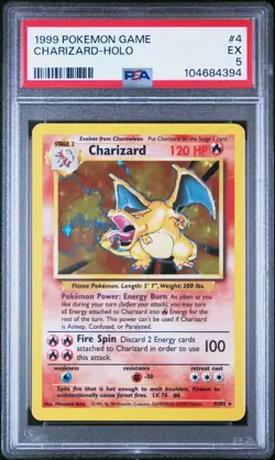 1999 POKEMON BASE SET UNLIMITED #4 CHARIZARD-HOLO PSA 5 - Image 1