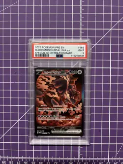 Pokemon 2025 Pre en Special Illustration Rare Bloodmoon Ursaluna EX #168 PSA 9 - Image 1