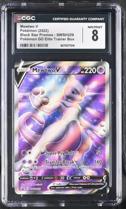 Mewtwo V SWSH 229 Black Star Promo Pokemon Card CGC NM/Mint 8 - Image 1