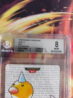 Pokemon Card Monsters collection Carddass 1996 Japanese BGS Beckett 8 Weedle Red - Image 4
