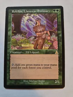 MtG Magic - Rofellos, Llanowar Emmisary (Urza's Destiny, 1999) (Excel++/Played) - Image 1