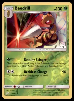 Pokemon TCG Beedrill Sun & Moon - Team Up #5 Holo Reverse - Image 1