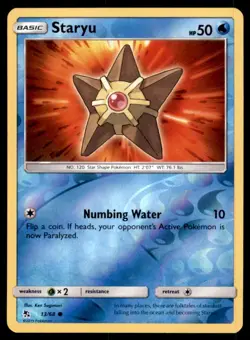Pokemon TCG Staryu Sun & Moon - Hidden Fates #13 Holo Reverse - Image 1
