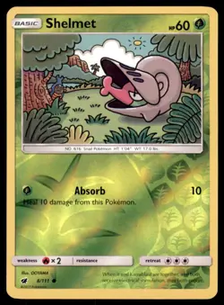 Pokemon TCG Shelmet Sun & Moon - Crimson Invasion #8 Holo Reverse - Image 1