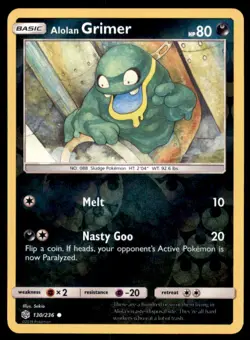 Pokemon TCG Alolan Grimer Sun & Moon - Cosmic Eclipse #130 Holo Reverse - Image 1