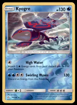 Pokemon TCG Kyogre Sun & Moon - Cosmic Eclipse #53 Holo Reverse - Image 1