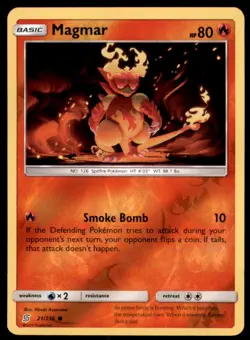 Pokemon TCG Magmar Sun & Moon - Unified Minds #21 Holo Reverse - Image 1