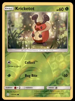 Pokemon TCG Kricketot Sun & Moon - Cosmic Eclipse #13 Holo Reverse - Image 1