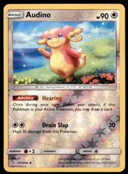 Pokemon TCG Audino Sun & Moon - Unified Minds #177 Holo Reverse - Image 1