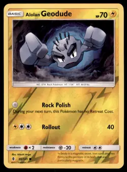 Pokemon TCG Alolan Geodude Sun & Moon - Guardians Rising #40 Holo Reverse - Image 1