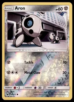 Pokemon TCG Aron Sun & Moon - Crimson Invasion #65 Holo Reverse - Image 1