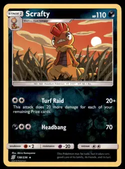 Pokemon TCG Scrafty Sun & Moon - Unified Minds #138 Holo Reverse - Image 1