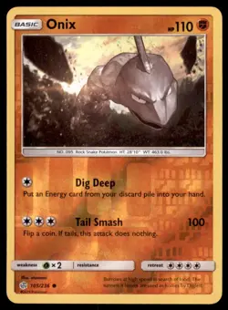 Pokemon TCG Onix Sun & Moon - Cosmic Eclipse #105 Holo Reverse - Image 1