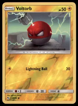 Pokemon TCG Voltorb Sun & Moon - Hidden Fates #21 Holo Reverse - Image 1