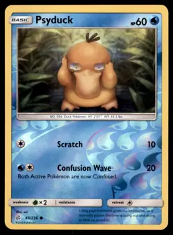 Pokemon TCG Psyduck Sun & Moon - Cosmic Eclipse #40 Holo Reverse - Image 1