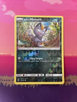 Pokemon Card Alolan Meowth Sun & Moon Reverse Holo 78/149 Near Mint - Image 1