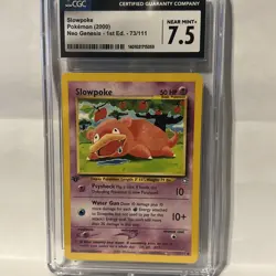 2000 Slowpoke 1st Edition Non Holo Pokemon TCG Card 73/111 Neo Genesis CGC 7.5 - Image 1