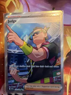 Pokemon TCG Judge Trainer Full Art Destined Rivals Ultra Rare Card 222/182 - Image 1