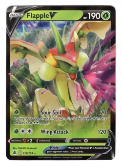 Pokemon TCG Flapple V SWSH Battle Styles 018/163 Ultra Holo Rare Card NM - Image 1