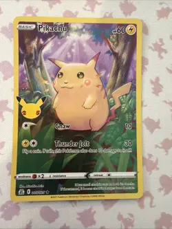 Pikachu 5/25, NM Full Art Holo, Pokemon Celebrations 25th Anniversary TCG Card - Image 1
