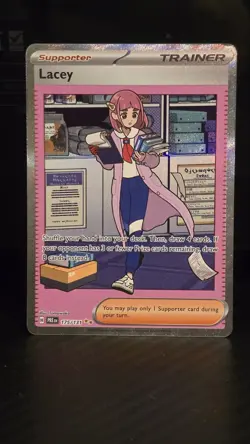 Pokemon TCG Trainer Lacey Prismatic Evolutions Holo Card 175/131 - Image 1