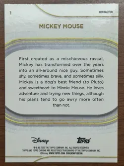2025 DISNEY Topps Chrome REFRACTOR #1 MICKEY MOUSE - Image 2