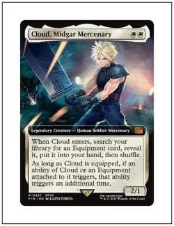 1x Cloud, Midgar Mercenary, Extended Art, Final Fantasy, Magic MTG NM - Image 1