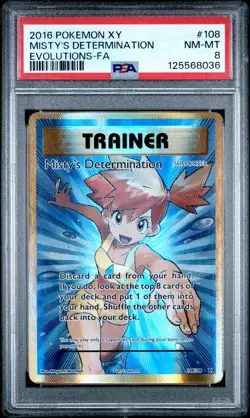 Misty's Determination #108 FA, 2016 Pokemon XY Evolutions - PSA 8 - Image 1
