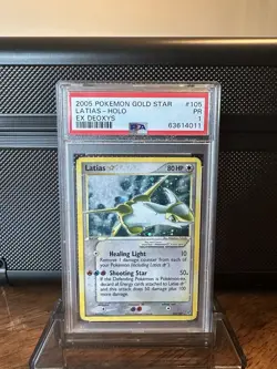 Pokemon Latias Gold Star EX Deoxys Ultra Rare Holo Card #105 PSA 1 - Image 1