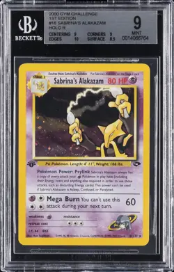 2000 POKEMON GYM CHALLENGE HOLO-1ST ED #16 SABRINA'S ALAKAZAM BGS 9 - Image 1