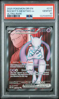 2025 POKEMON DRI EN-DESTINED RIVALS ULTRA RARE TEAM ROCKET'S MEWTWO EX PSA 10 - Image 1