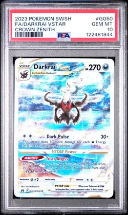 2023 POKEMON SWORD & SHIELD CROWN ZENITH #GG50 FULL ART/DARKRAI VSTAR PSA 10 - Image 1