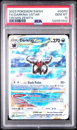 2023 POKEMON SWORD & SHIELD CROWN ZENITH #GG50 FULL ART/DARKRAI VSTAR PSA 10 - Image 1