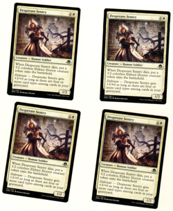 Set Of 4 Desperate Sentry 021/205 Common Eldritch Moon Magic The Gathering Card - Image 1