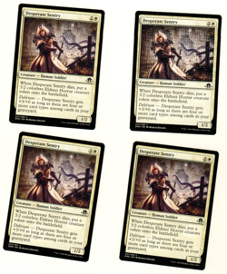 Set Of 4 Desperate Sentry 021/205 Common Eldritch Moon Magic The Gathering Card - Image 3